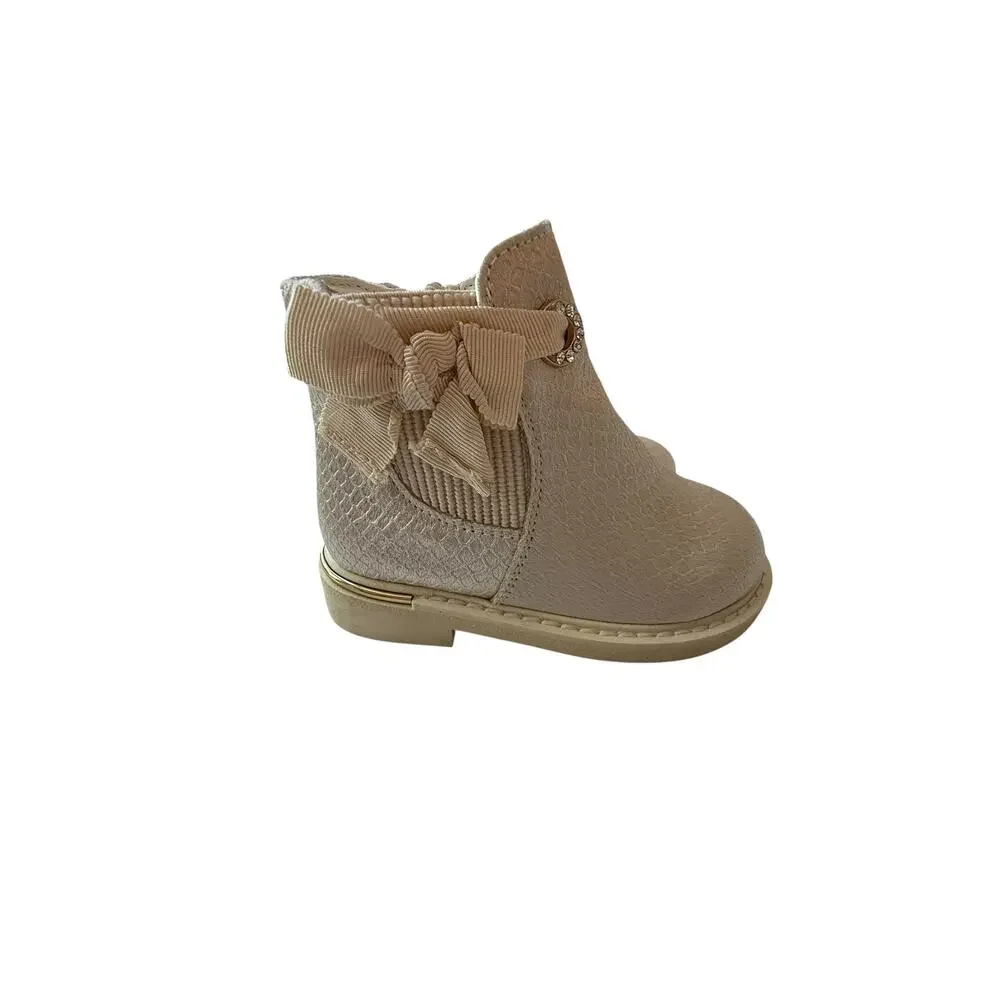 River Island Baby Cream Bow Ankle Boots Size UK C5 EUR 21.5